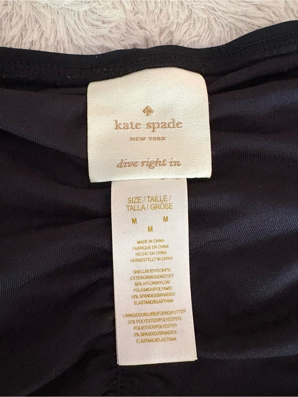 kate spade Black Triangle Bikini with Gold bow Hardware, Size M, EUC - Picture 11 of 13